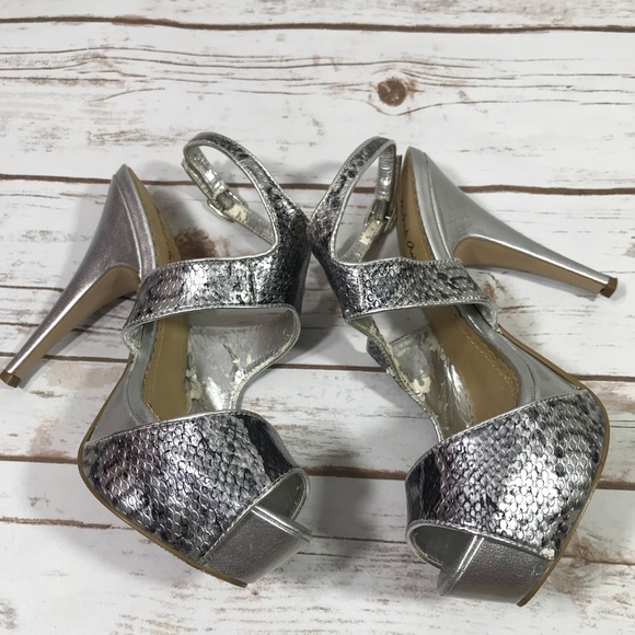 Michael Antonio Shoes - Michael Antonio Silver Snake Print Heel Pumps